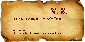 Mihalicska Urbána névjegykártya